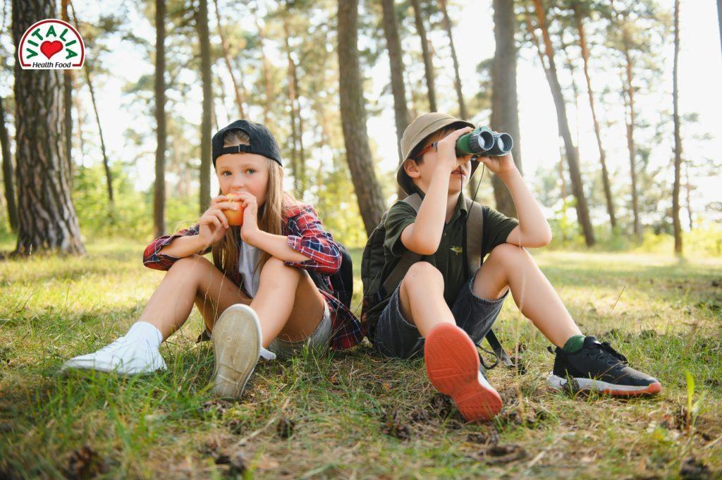 kids green forest playingconcept kids vacations travelf